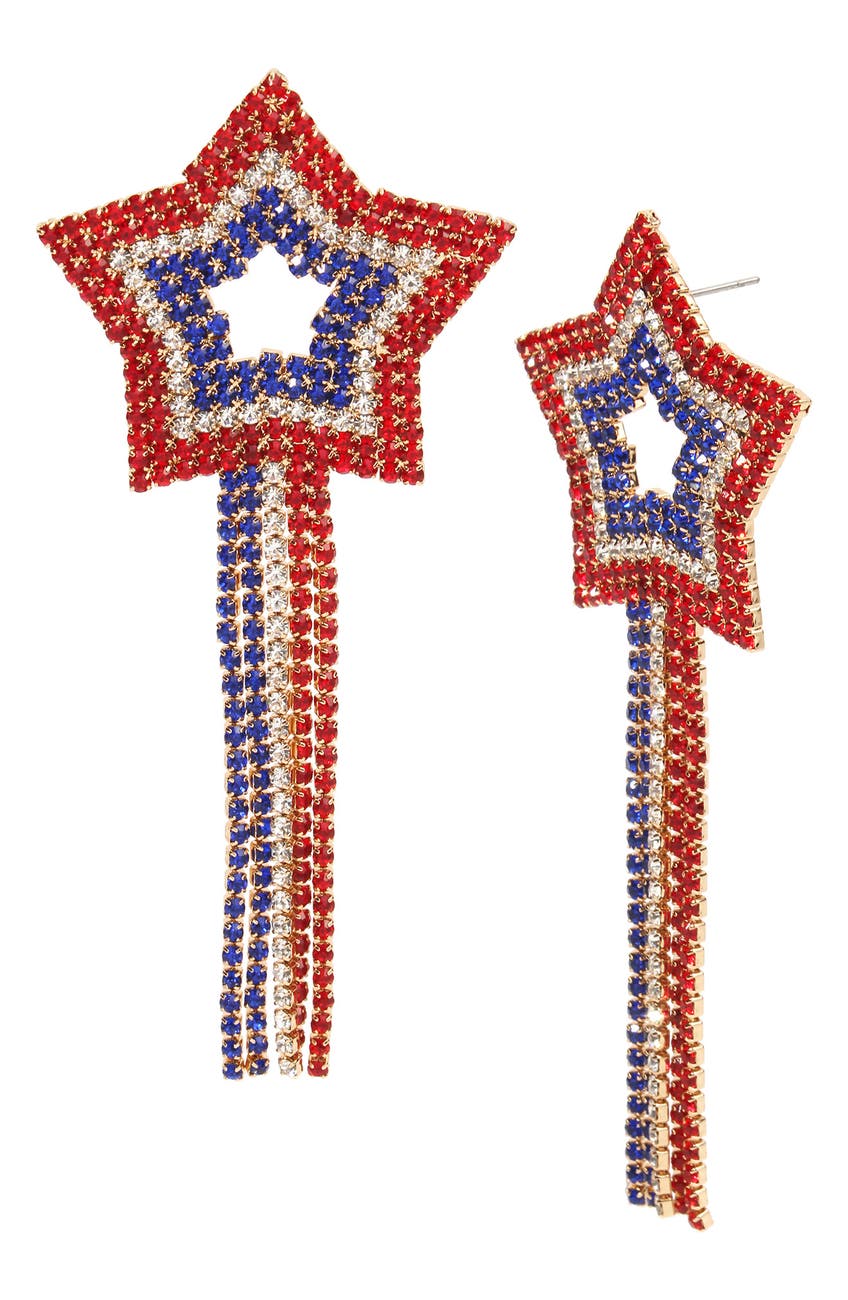 Red, White and Blue Sparkly Earrings 