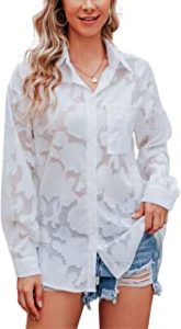 InterNos Solid Lace Button Up Shirt 
