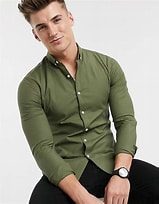 Men's Long Sleeve Muscle Fit Oxford Shirt 