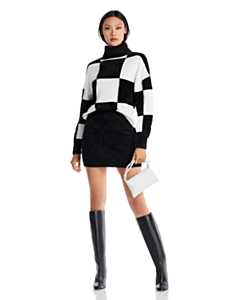 STAUD Checkerboard Turtleneck Sweater 