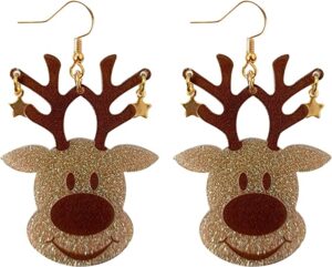Holiday Reindeer Dangle Drop Earrings 