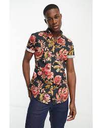 ASOS Design Men's Short Sleeve Button Down Floral Shirt