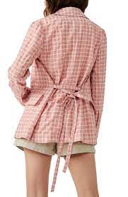 Free People Gingham Double Breast Blazer