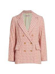Free People Gingham Double Breast Blazer