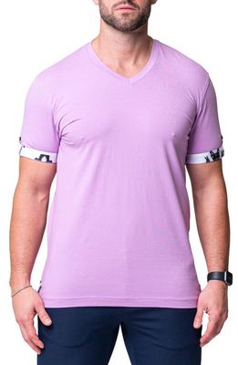 Vivaldi Solid Purple V-neck T-shirt 