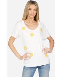 Lauren Moshi All Over Yellow Smiley T-shirt