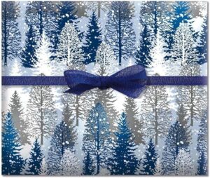 Snowy Winter Trees Metallic Wrapping Paper
