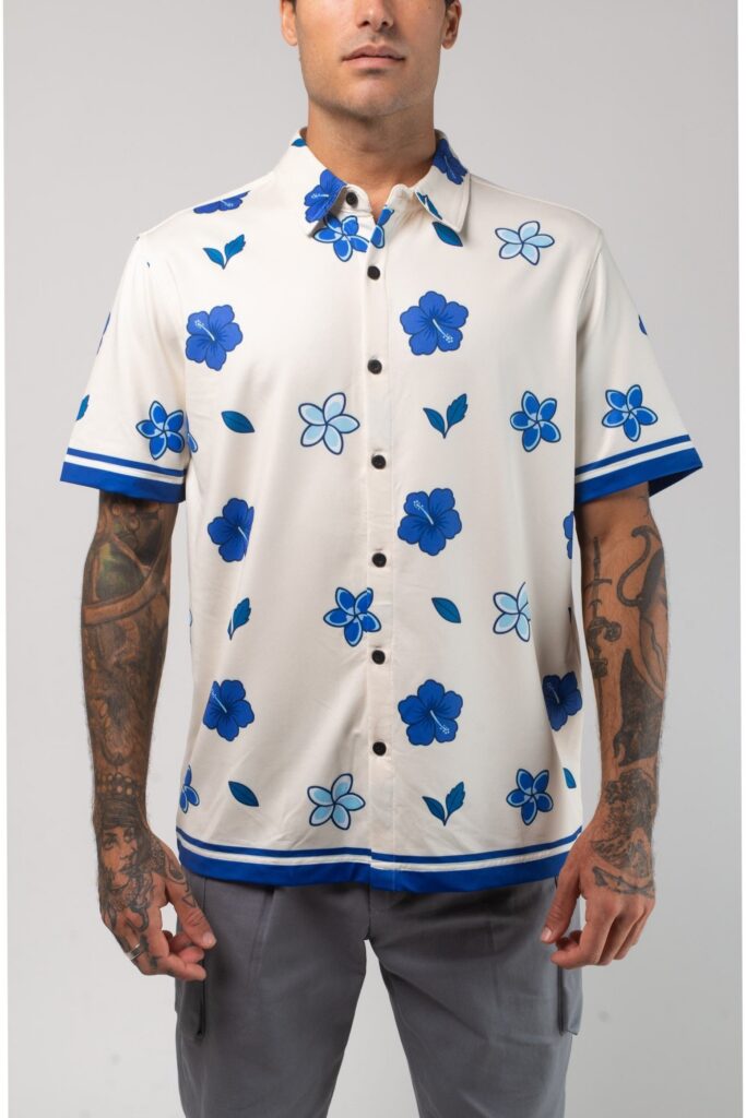 Aqua Terra Floral Dream Men's Tech Short Sleeve Performance Shirt
