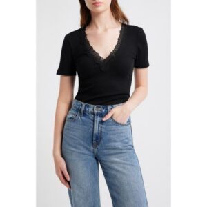 Lace V-neck Rib Top Lace V-neck Rib Top