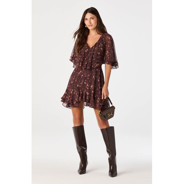 Floral Cape Sleeve Dress