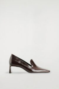 Angular Leather Heeled Loafers